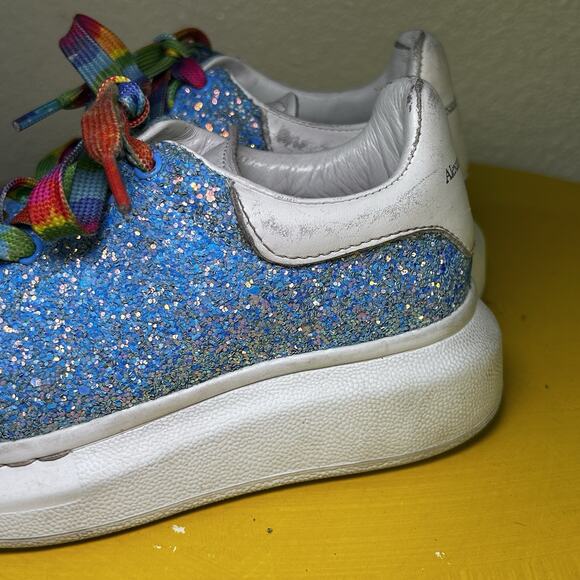 Alexander McQueen Kids Sneaker Blue Glitter Shoe 27 D - Picture 4 of 16